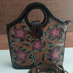 WOMEN'S HAND CARVING LEATHER SLING BAG
