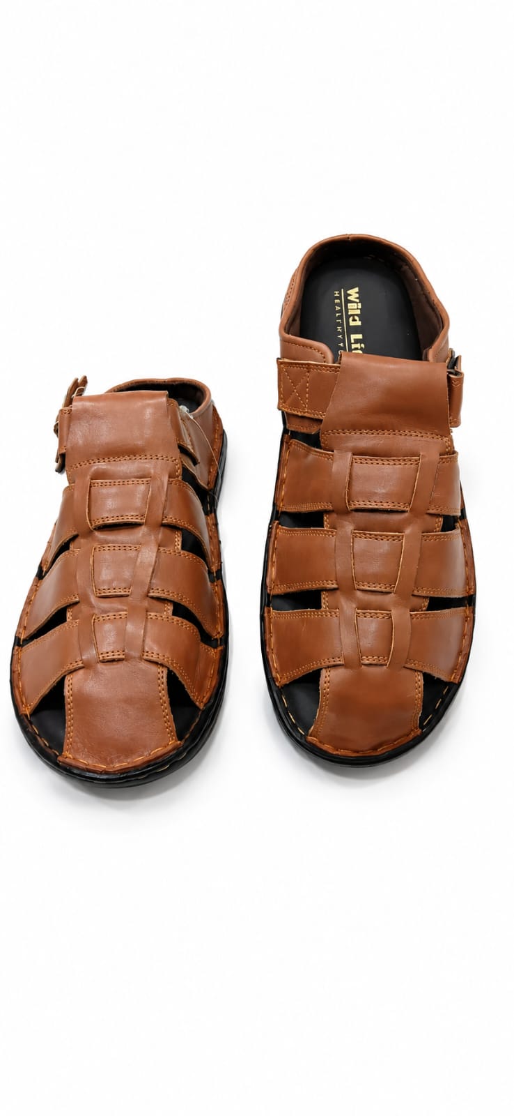MEN'S LEATHER SANDALS FRONT CLOSED OVAL - Image 8