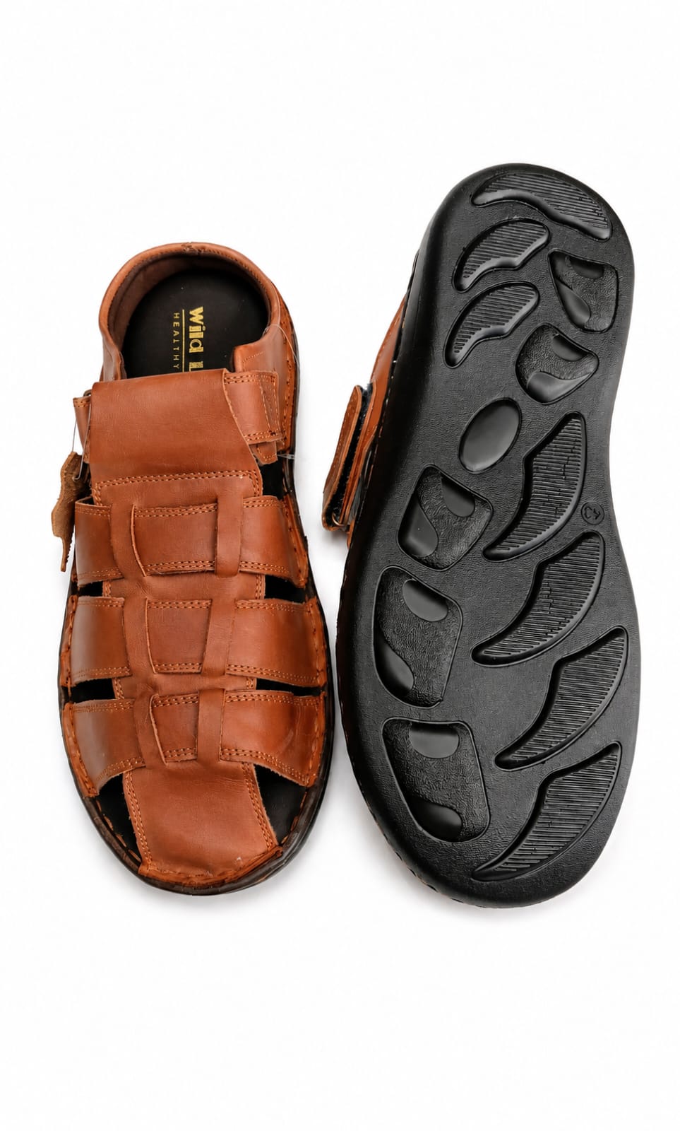 MEN'S LEATHER SANDALS FRONT CLOSED OVAL - Image 7