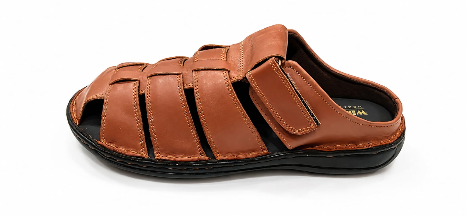 MEN'S LEATHER SANDALS FRONT CLOSED OVAL - Image 6