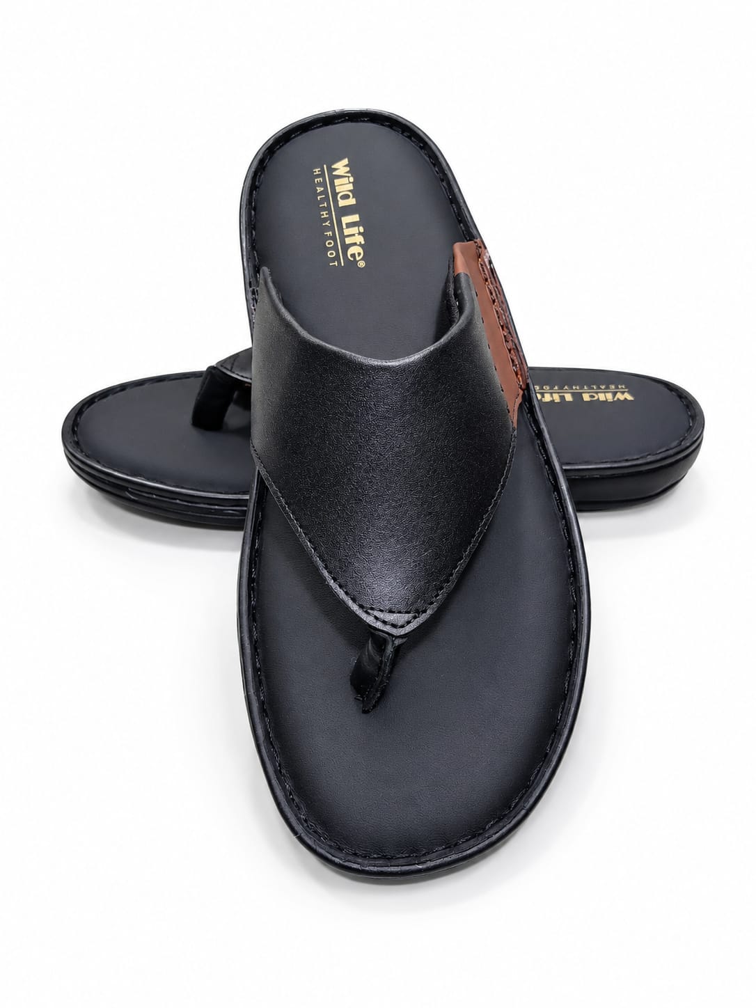 MEN'S LEATHER SANDALS BLACK V PATTY - Image 6