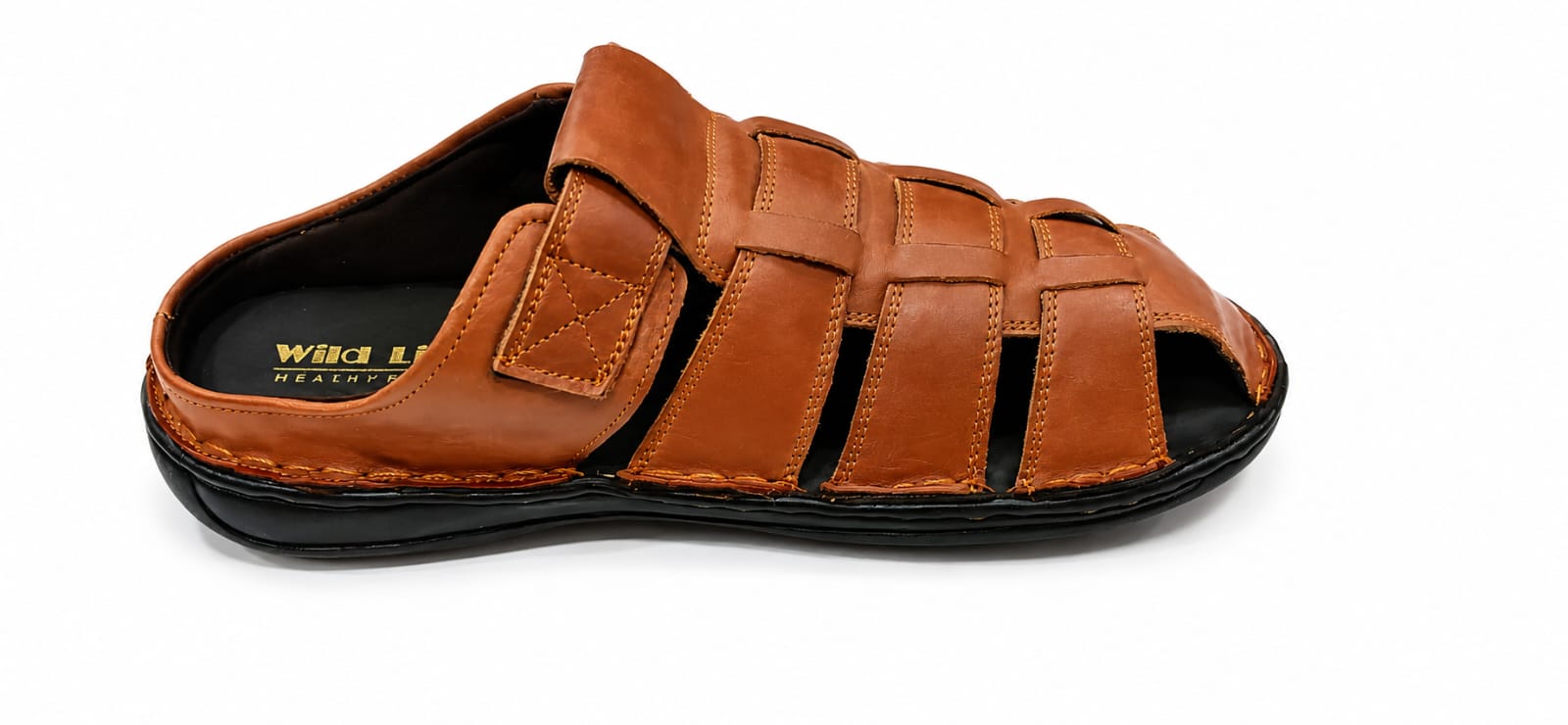 MEN'S LEATHER SANDALS FRONT CLOSED OVAL - Image 5
