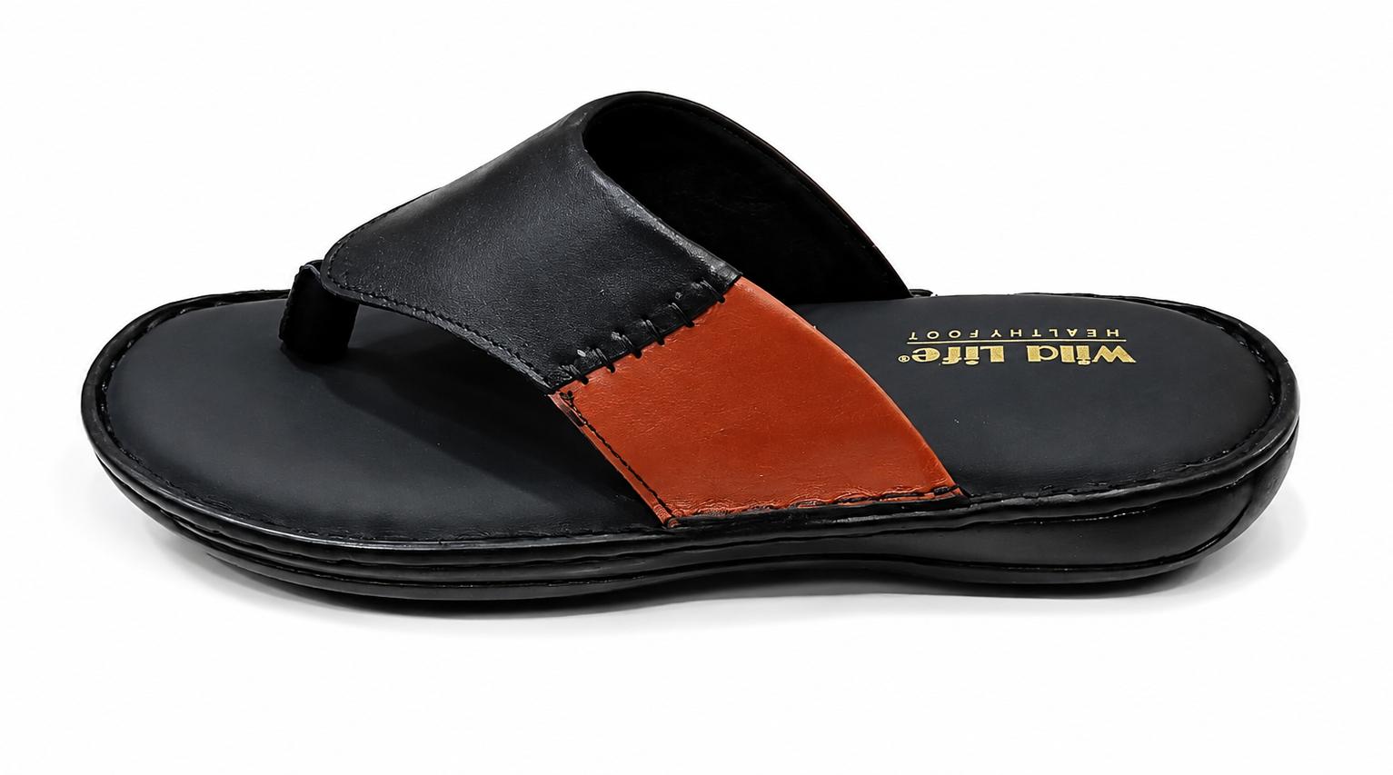 MEN'S LEATHER SANDALS BLACK V PATTY - Image 5