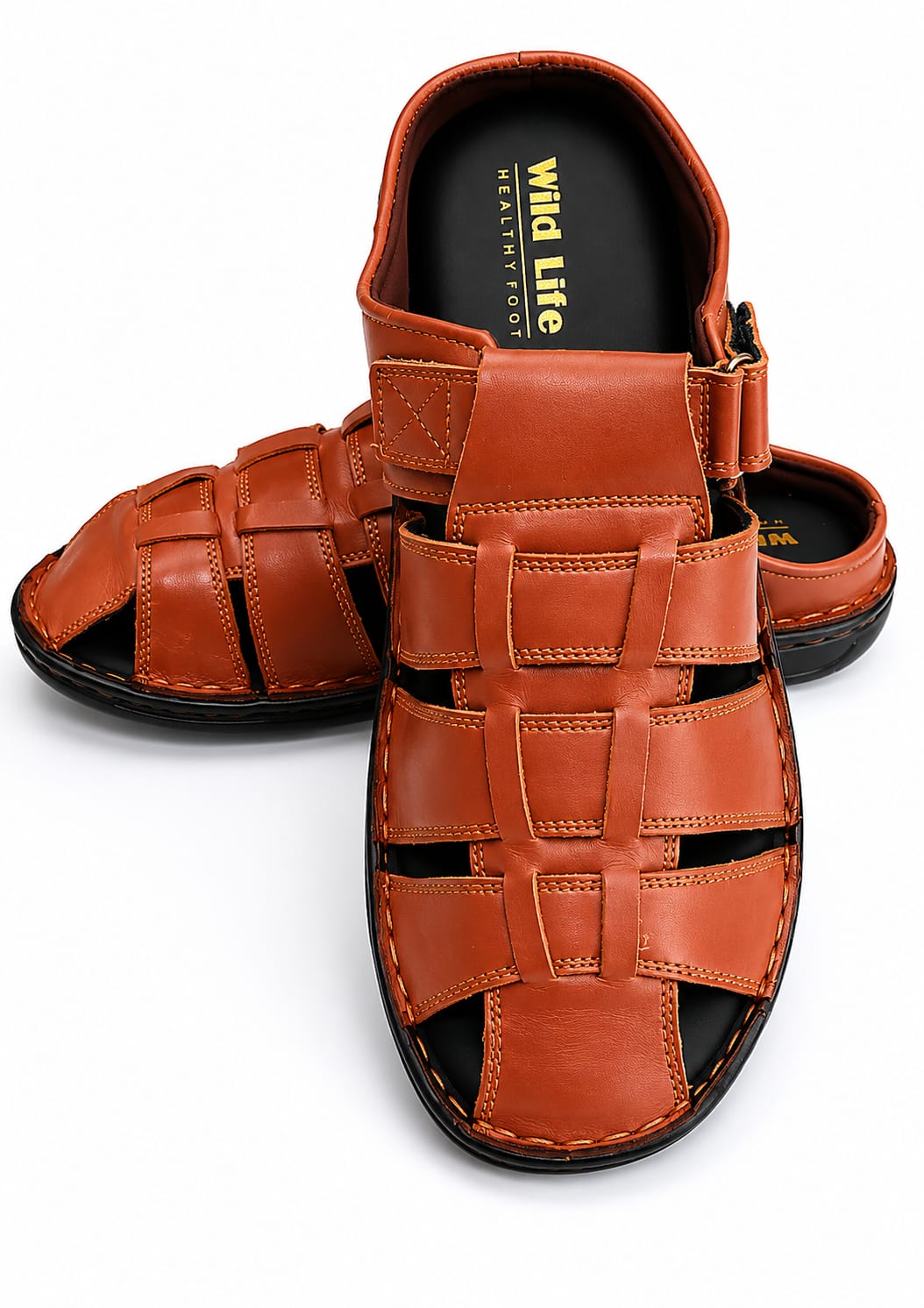 MEN'S LEATHER SANDALS FRONT CLOSED OVAL - Image 4