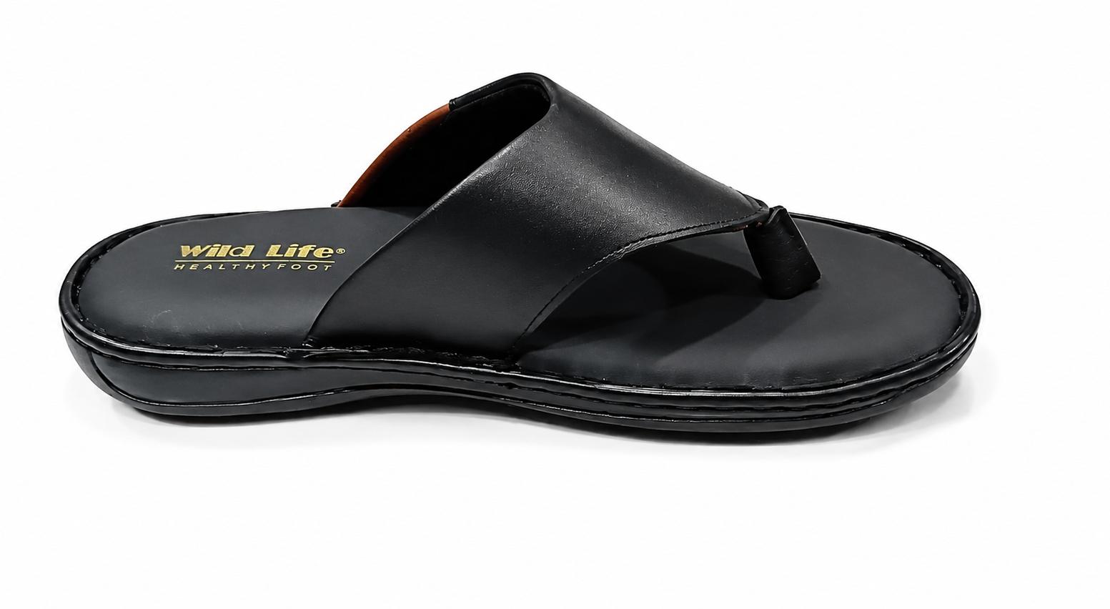 MEN'S LEATHER SANDALS BLACK V PATTY - Image 4