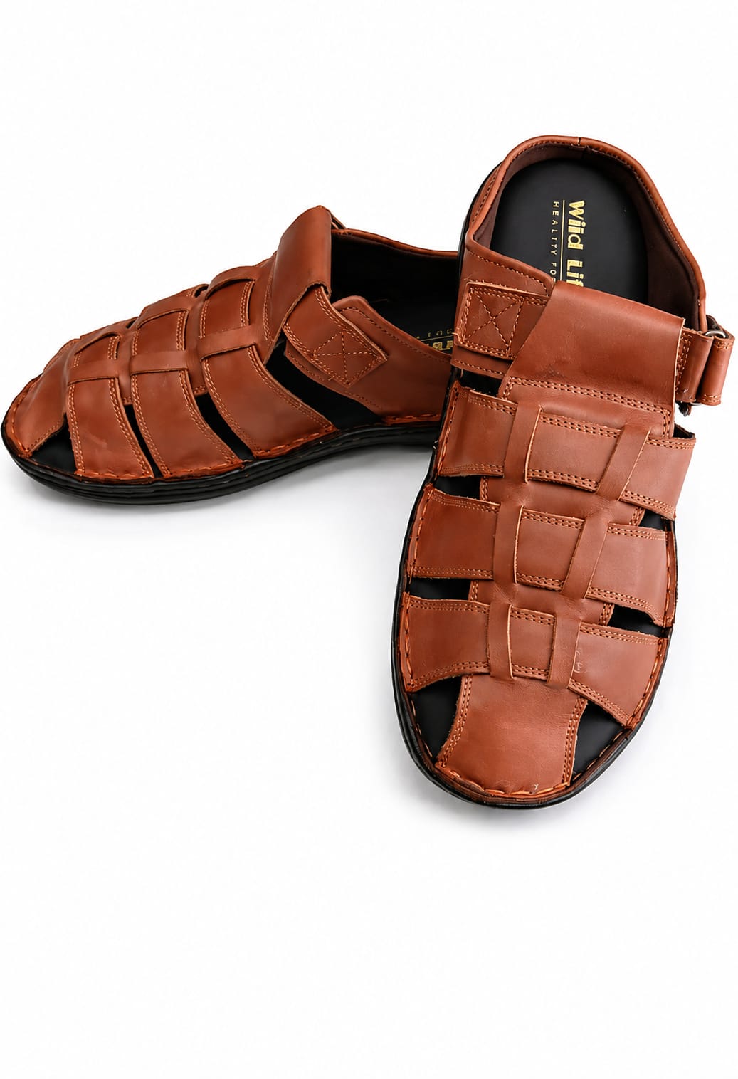 MEN'S LEATHER SANDALS FRONT CLOSED OVAL - Image 3