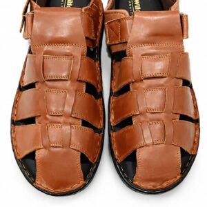 MEN'S LEATHER SANDALS FRONT CLOSED OVAL