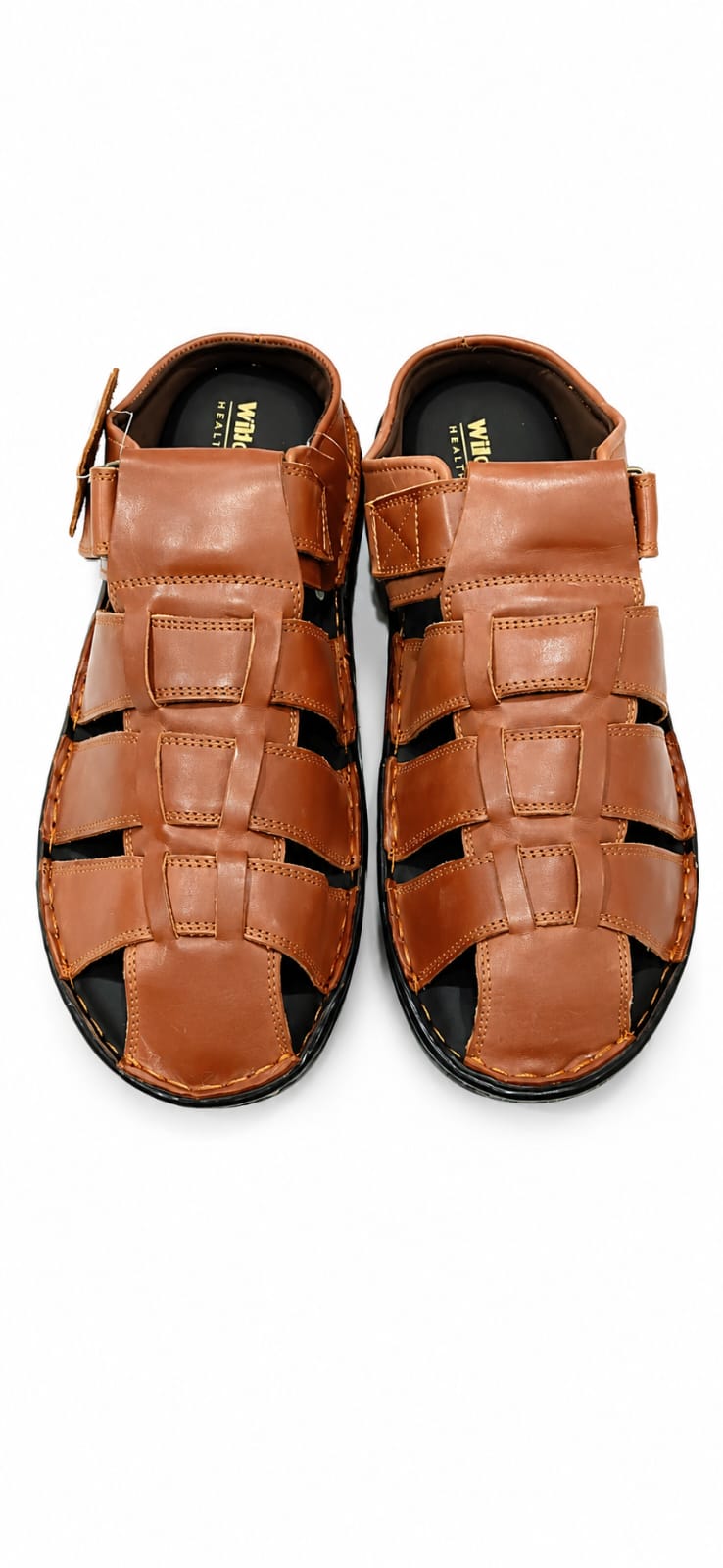 MEN'S LEATHER SANDALS FRONT CLOSED OVAL