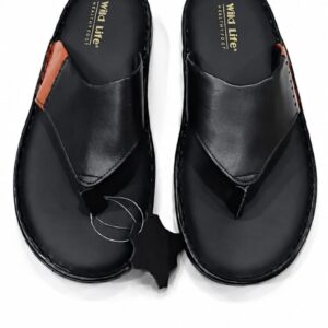 MEN'S LEATHER SANDALS BLACK V PATTY