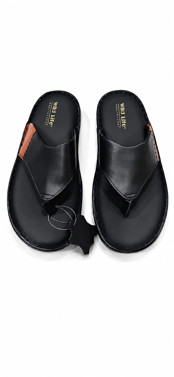 MEN'S LEATHER SANDALS BLACK V PATTY