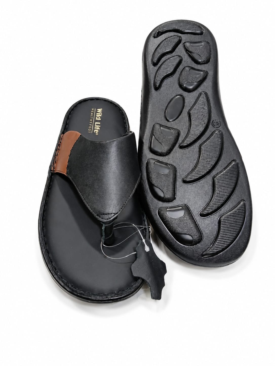 MEN'S LEATHER SANDALS BLACK V PATTY - Image 2